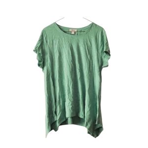 Style & Company Green Cotton Asymmetrical Hem Vintage Tee Size Large